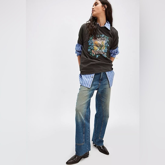 NEW Free People Spell Sweet Nothing Biker Tee - Picture 15 of 15